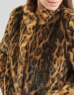 Mantella Guess LUNA FAUX FURE LEOPARD Marrone Mantelle Donna - 5