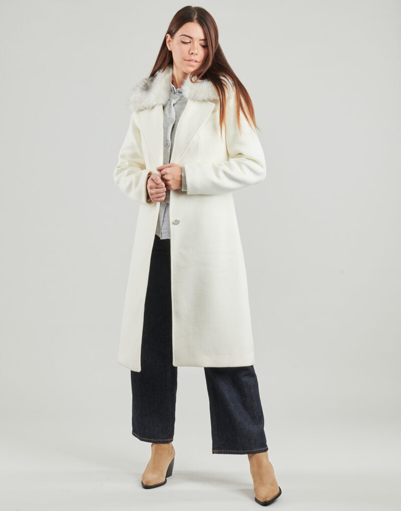 Mantella Guess KAROLE FUR COLLAR Bianco Mantelle Donna - 2