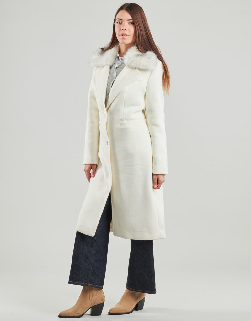 Mantella Guess KAROLE FUR COLLAR Bianco Mantelle Donna - 3