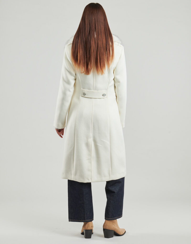 Mantella Guess KAROLE FUR COLLAR Bianco Mantelle Donna - 4