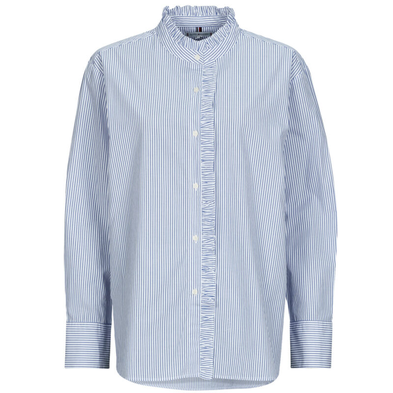 Camicia  Tommy Hilfiger  POPLIN RUFFLE SHIRT  Blu -  Camicie Donna - 1
