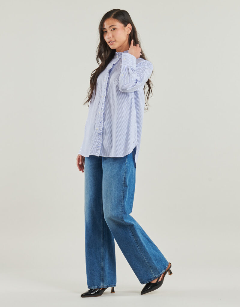 Camicia  Tommy Hilfiger  POPLIN RUFFLE SHIRT  Blu -  Camicie Donna - 3