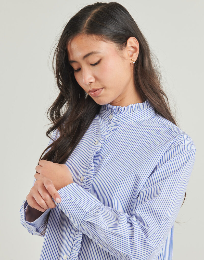 Camicia  Tommy Hilfiger  POPLIN RUFFLE SHIRT  Blu -  Camicie Donna - 5