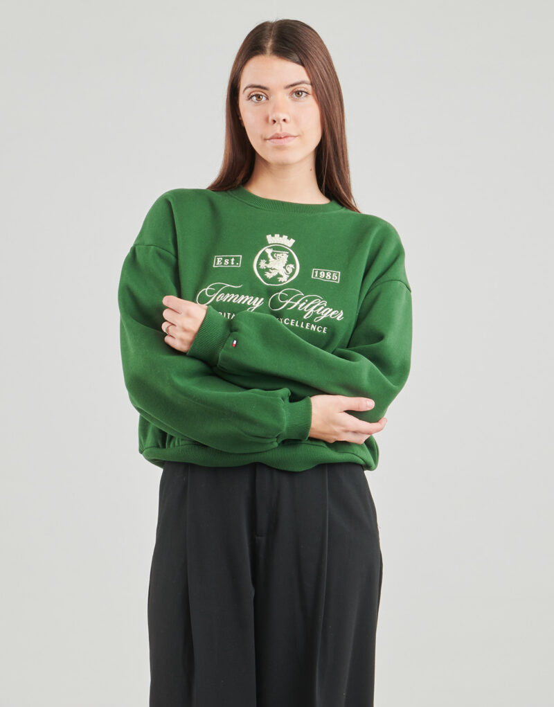 Felpe Tommy Hilfiger VARSITY CREST FLEECE SWTSHRT Verde Felpe Donna - 2
