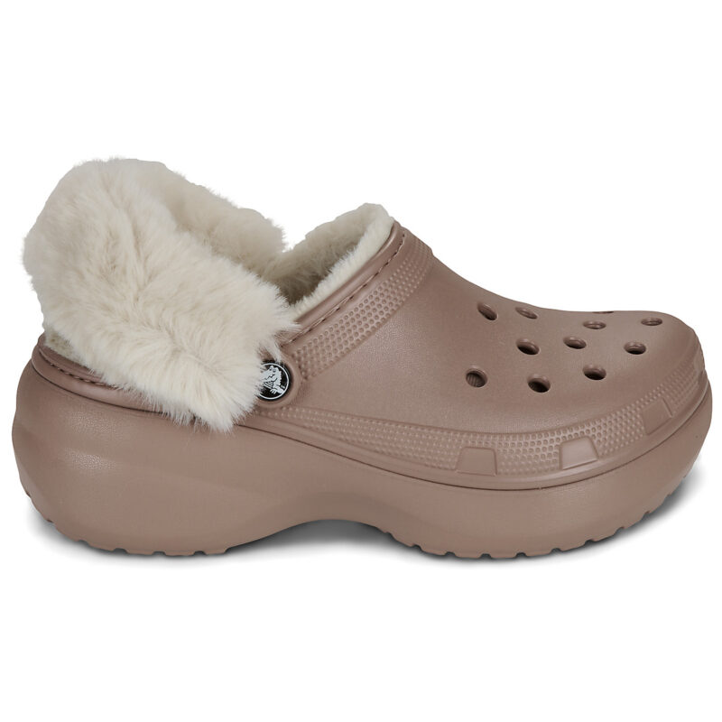 Crocs Cls Platfm Lined Fuzz Strap Cg Beige Sabots Femme - 2