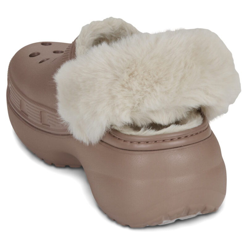 Crocs Cls Platfm Lined Fuzz Strap Cg Beige Sabots Femme - 5