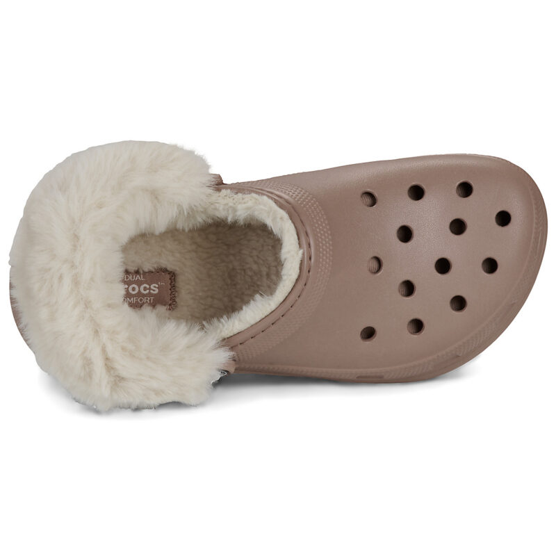 Crocs Cls Platfm Lined Fuzz Strap Cg Beige Sabots Femme - 6