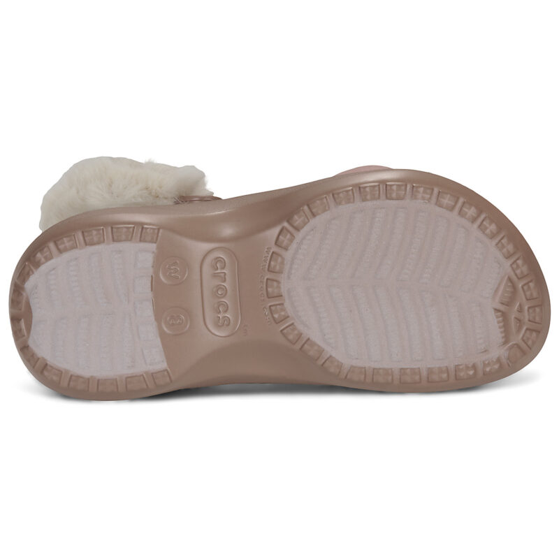 Crocs Cls Platfm Lined Fuzz Strap Cg Beige Sabots Femme - 7