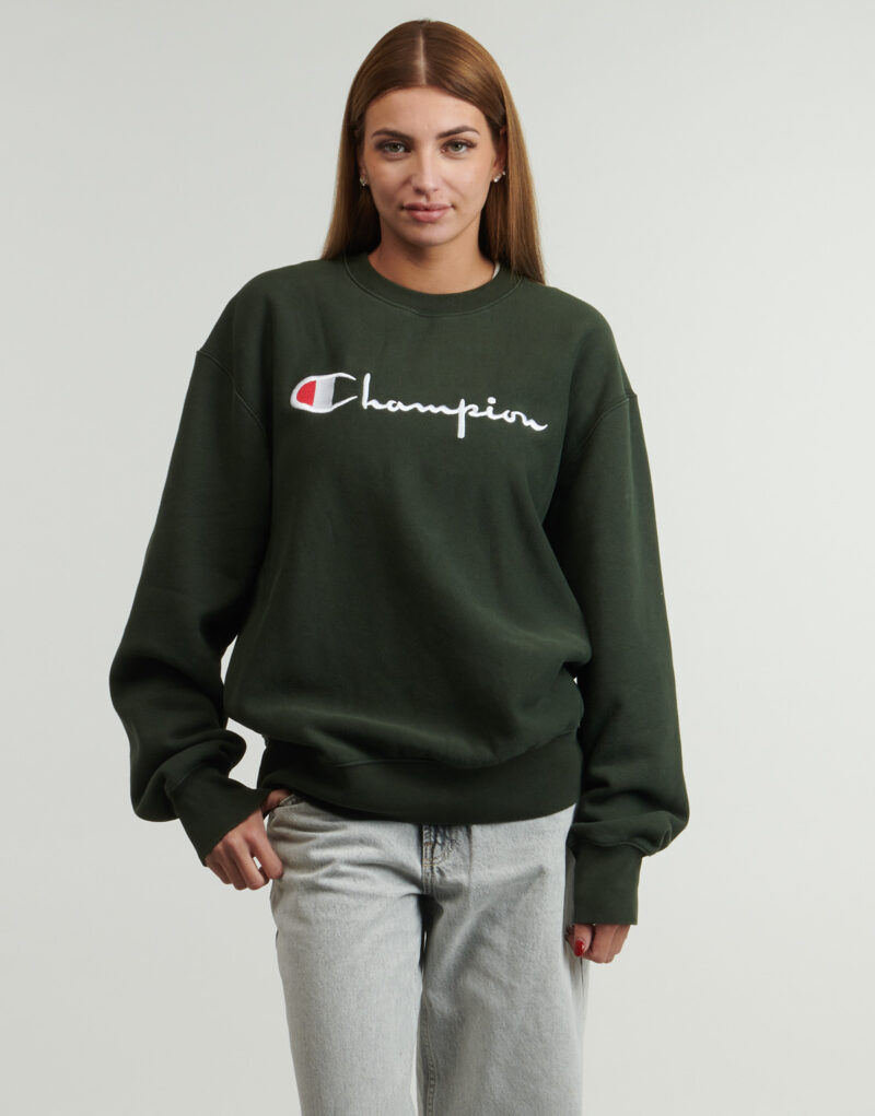 Felpe Champion CREWNECK SWEATSHIRT Verde - Felpe Abbigliamento Donna - 5