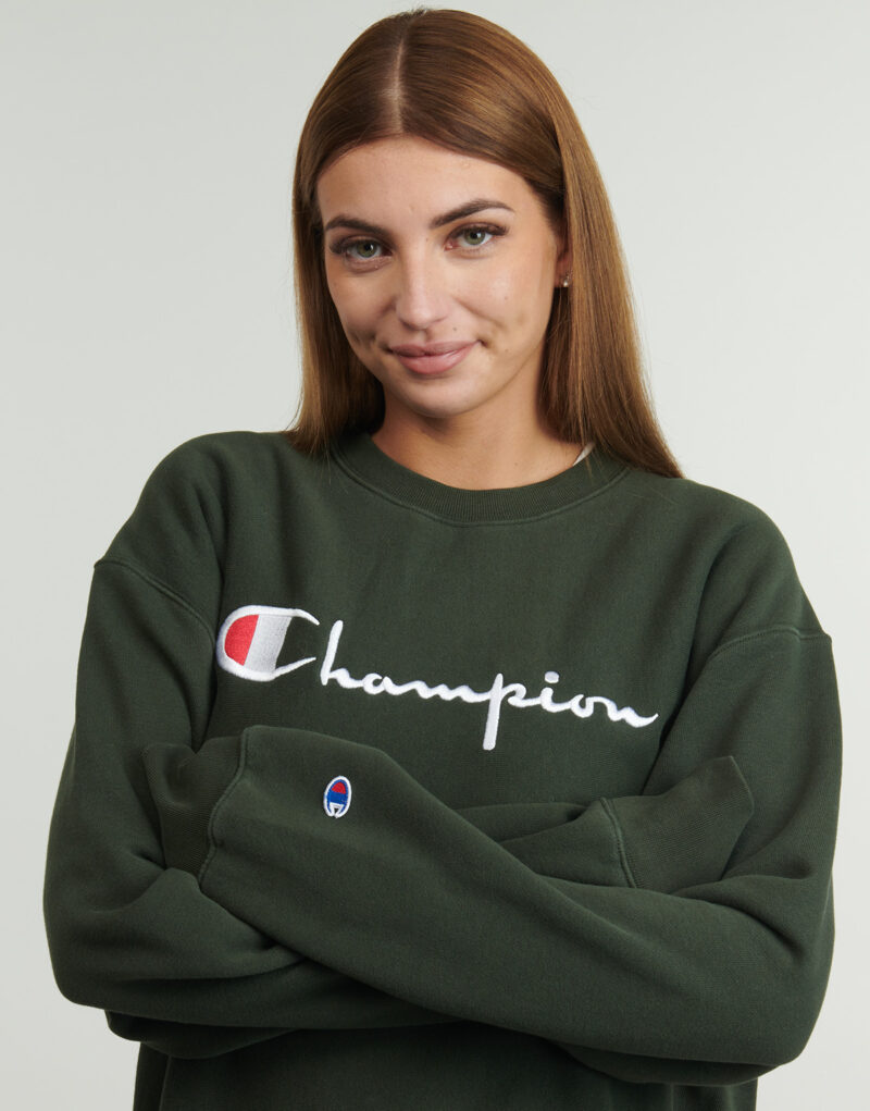 Felpe Champion CREWNECK SWEATSHIRT Verde - Felpe Abbigliamento Donna - 7