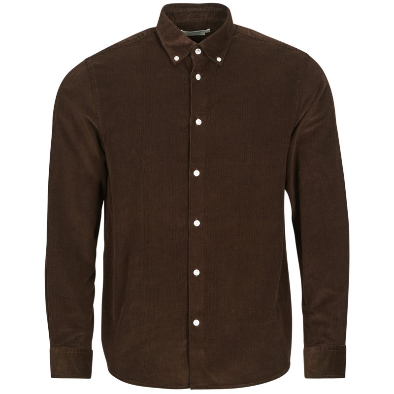 Langarmhemd Selected SLHREGDANNI CORD Braun Langarmhemden Herren - 1