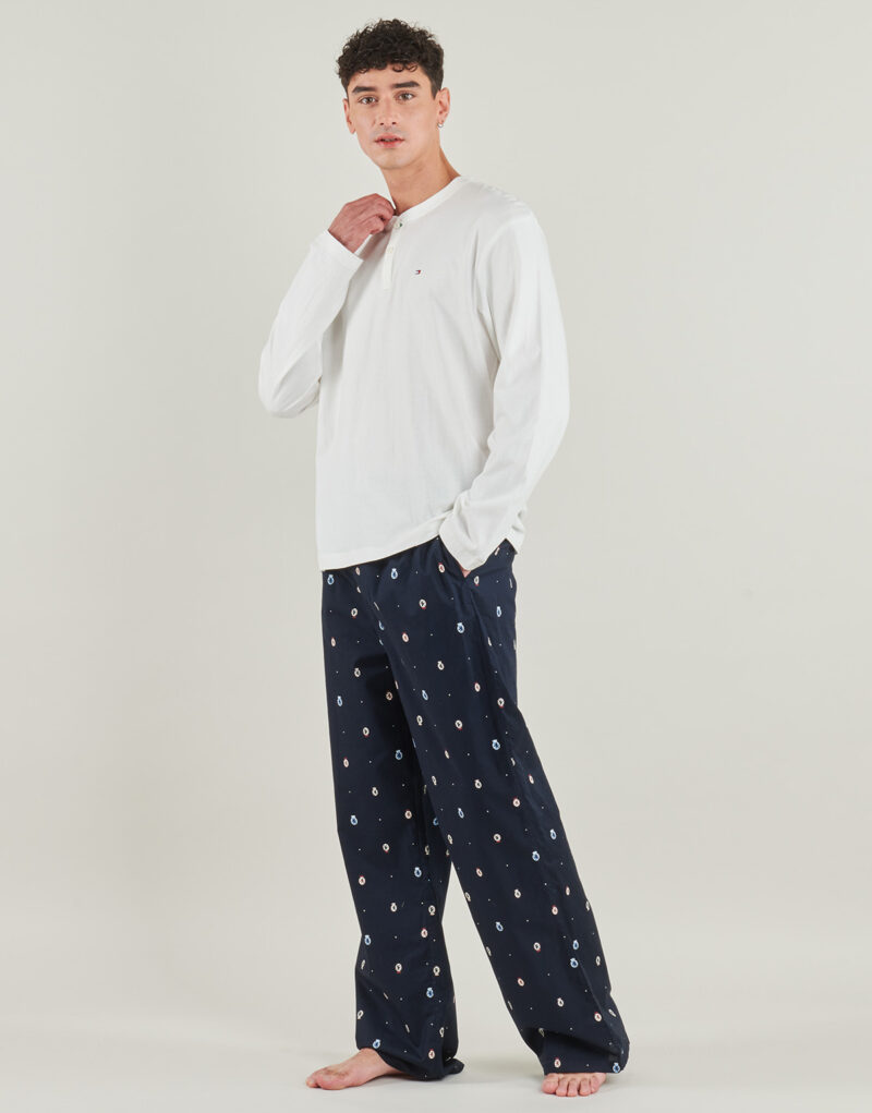 Completi pigiami Tommy Hilfiger LS WOVEN HENLEY PJ SET - BOXED Marine Completi pigiami Uomo - 3