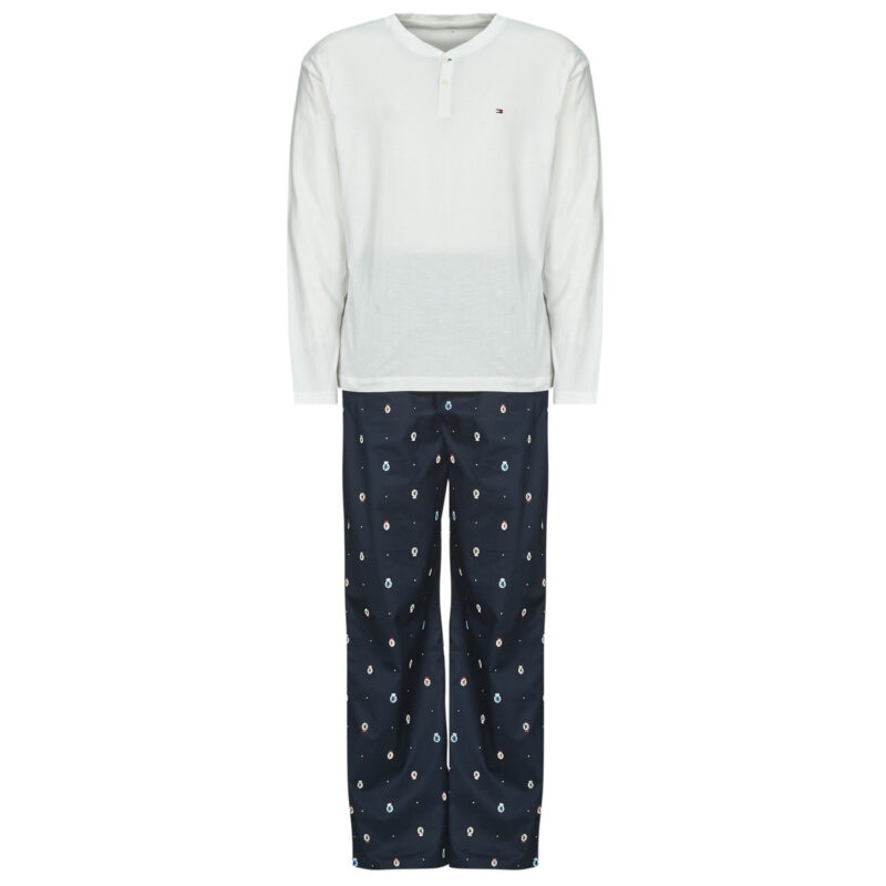 Completi pigiami Tommy Hilfiger LS WOVEN HENLEY PJ SET - BOXED Marine Completi pigiami Uomo - 1
