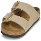 BIRKENSTOCK Arizona Damen-Hausschuh mit gro&szlig;er Schnalle, Nubukleder, Sandcastle, Beige, Gr&ouml;&szlig;e 3