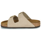 BIRKENSTOCK Arizona Damen-Hausschuh mit gro&szlig;er Schnalle, Nubukleder, Sandcastle, Beige, Gr&ouml;&szlig;e 4