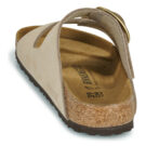 BIRKENSTOCK Arizona Damen-Hausschuh mit gro&szlig;er Schnalle, Nubukleder, Sandcastle, Beige, Gr&ouml;&szlig;e 5