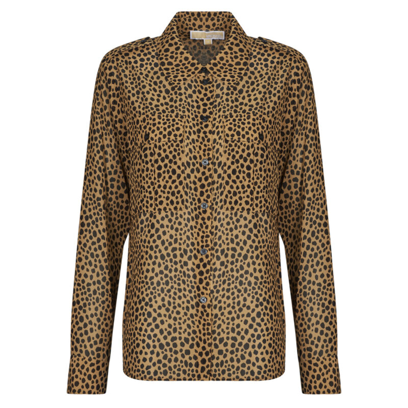Shirt MICHAEL Michael Kors CHEETAH BTN DOWN BLS Brown Women's Shirts - 1