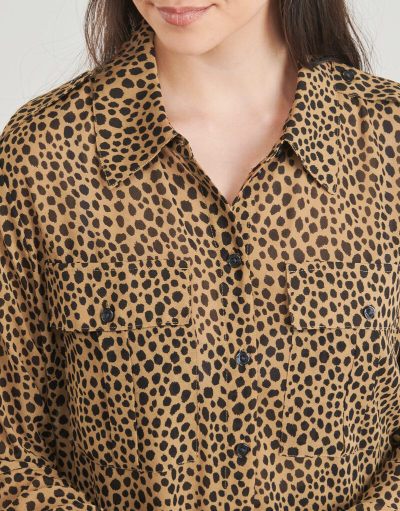 Shirt MICHAEL Michael Kors CHEETAH BTN DOWN BLS Brown Women's Shirts - 5