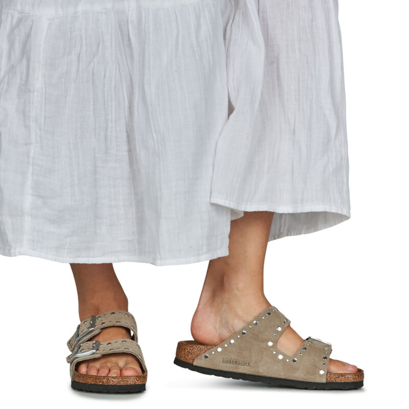 BIRKENSTOCK Arizona Rivet Suede / Taupe / Stretto Beige Ciabatta Donna - 8