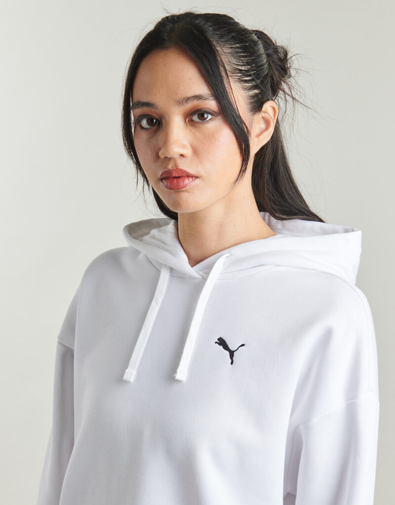 Sudadera con capucha Puma ESS Relaxed FL blanca para mujer - 5