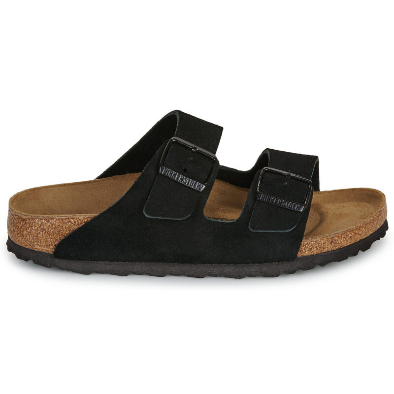 BIRKENSTOCK Arizona Wildleder-Slipper, schwarz, schmale Passform, Damengr&ouml;&szlig;e 2