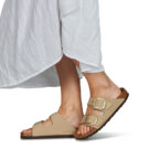 BIRKENSTOCK Arizona Big Buckle Nubuck / Sandcastle / Narrow Beige Women's Clogs - 8