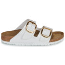 Chaussons femme BIRKENSTOCK Arizona &agrave; grosse boucle vernie / Blanc / Or / Blanc &eacute;troit - Pointure 2