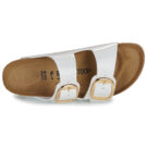 Chaussons femme BIRKENSTOCK Arizona &agrave; grosse boucle vernie / Blanc / Or / Blanc &eacute;troit - Pointure 6