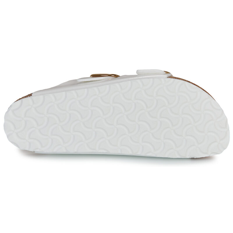 Chaussons femme BIRKENSTOCK Arizona &agrave; grosse boucle vernie / Blanc / Or / Blanc &eacute;troit - Pointure 7