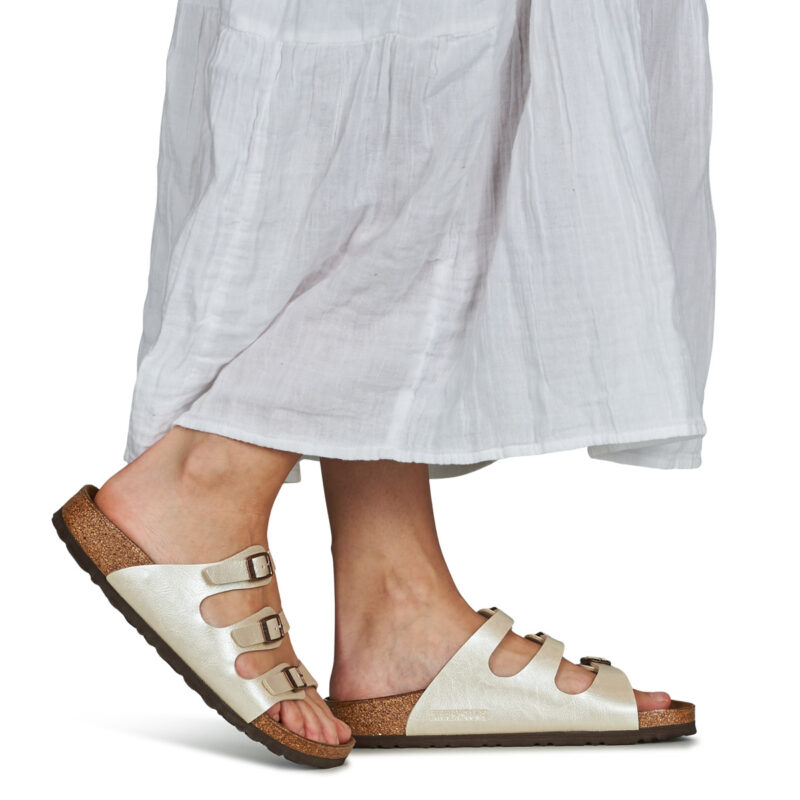 BIRKENSTOCK Florida Birko-flor / Perla / White / Stretto Bianco Ciabatta Donna - 8