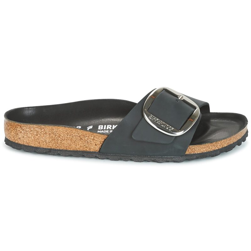 BIRKENSTOCK Madrid Big Buckle Huil&eacute;es / Cuir Chaussons noirs &eacute;troits pour femmes - Pointure 2