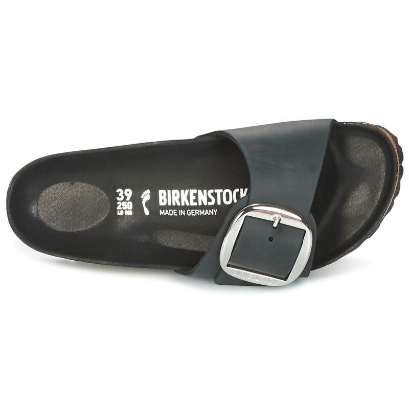 BIRKENSTOCK Madrid Big Buckle Huil&eacute;es / Cuir Chaussons noirs &eacute;troits pour femmes - Pointure 6
