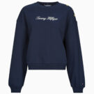 Felpe Tommy Hilfiger GOLD BTN SCRIPT FLEECE SWTSRT Marine Felpe Donna - 1