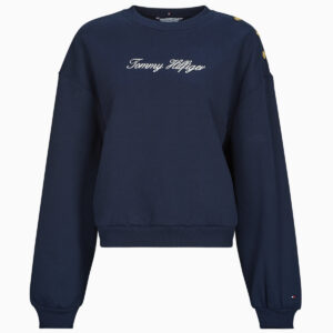 Felpe  Tommy Hilfiger  GOLD BTN SCRIPT FLEECE SWTSRT  Marine Felpe Donna