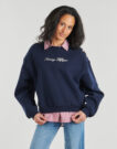 Felpe Tommy Hilfiger GOLD BTN SCRIPT FLEECE SWTSRT Marine Felpe Donna - 2