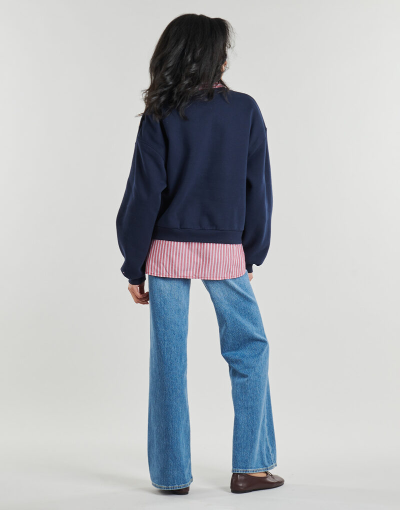 Felpe Tommy Hilfiger GOLD BTN SCRIPT FLEECE SWTSRT Marine Felpe Donna - 4