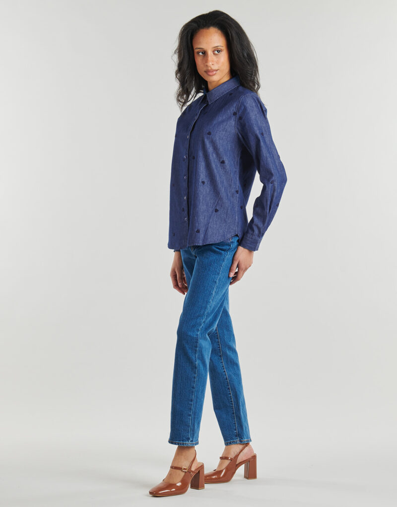 Hemd JDY JDYLOVE L/S EMBR SHIRT Blaue Damenblusen - 3