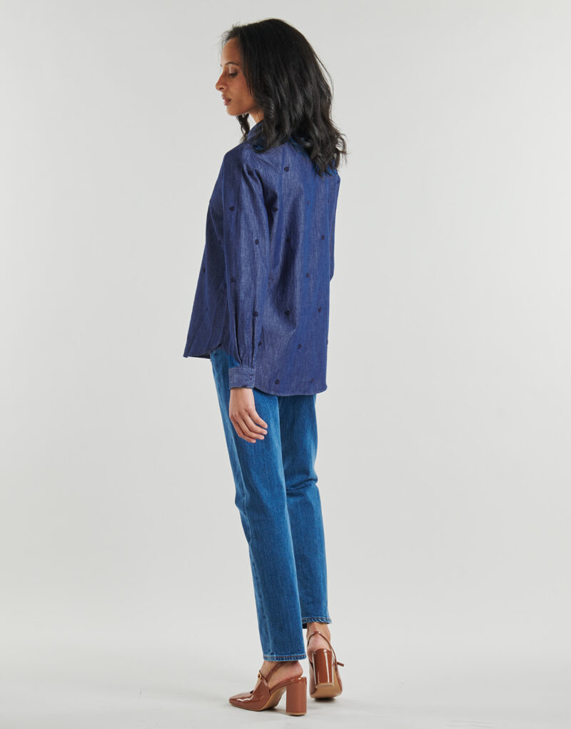 Hemd JDY JDYLOVE L/S EMBR SHIRT Blaue Damenblusen - 4