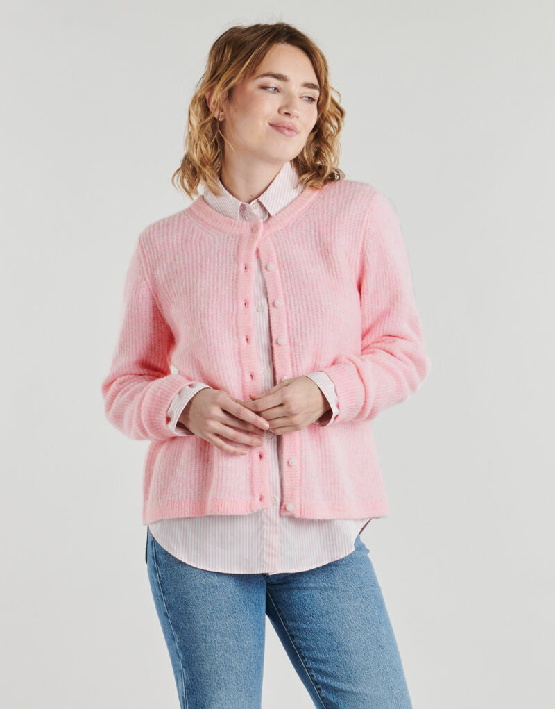 Gilet/cardigan rose &agrave; col rond Vila VILORY pour femme - Taille 3