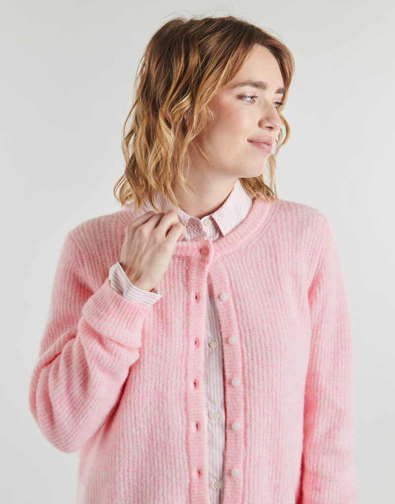 Gilet/cardigan rose &agrave; col rond Vila VILORY pour femme - Taille 5