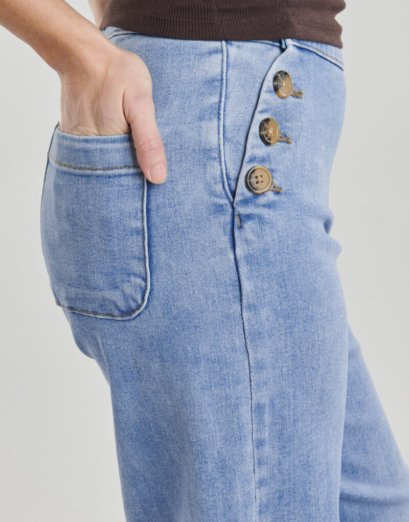 Jeans Flare Only ONLMADISON HW BUTTON WIDE Blu Jeans Flare Donna - 5
