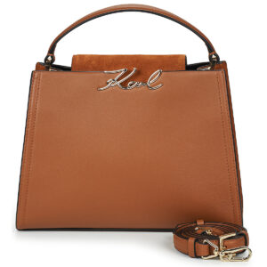 Donna Karl Lagerfeld K/SIGNATURE MD TOP HANDLE SUED Marrone Borsetta Donna