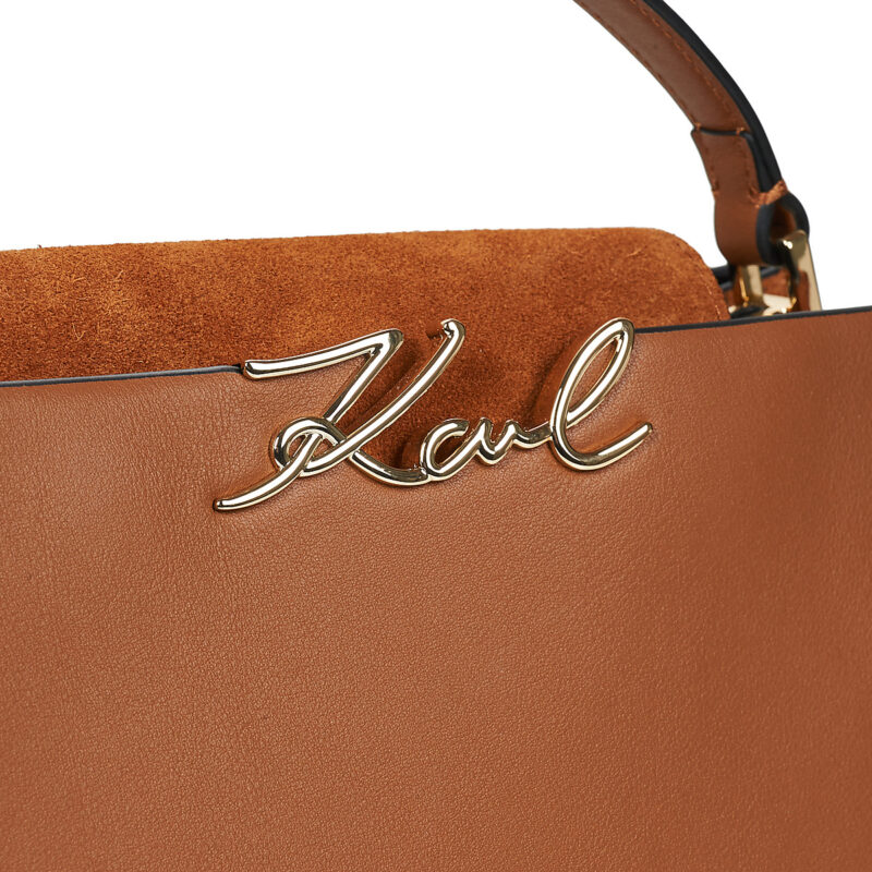 Donna Karl Lagerfeld K/SIGNATURE MD TOP HANDLE SUED Marrone Borsetta Donna - 4