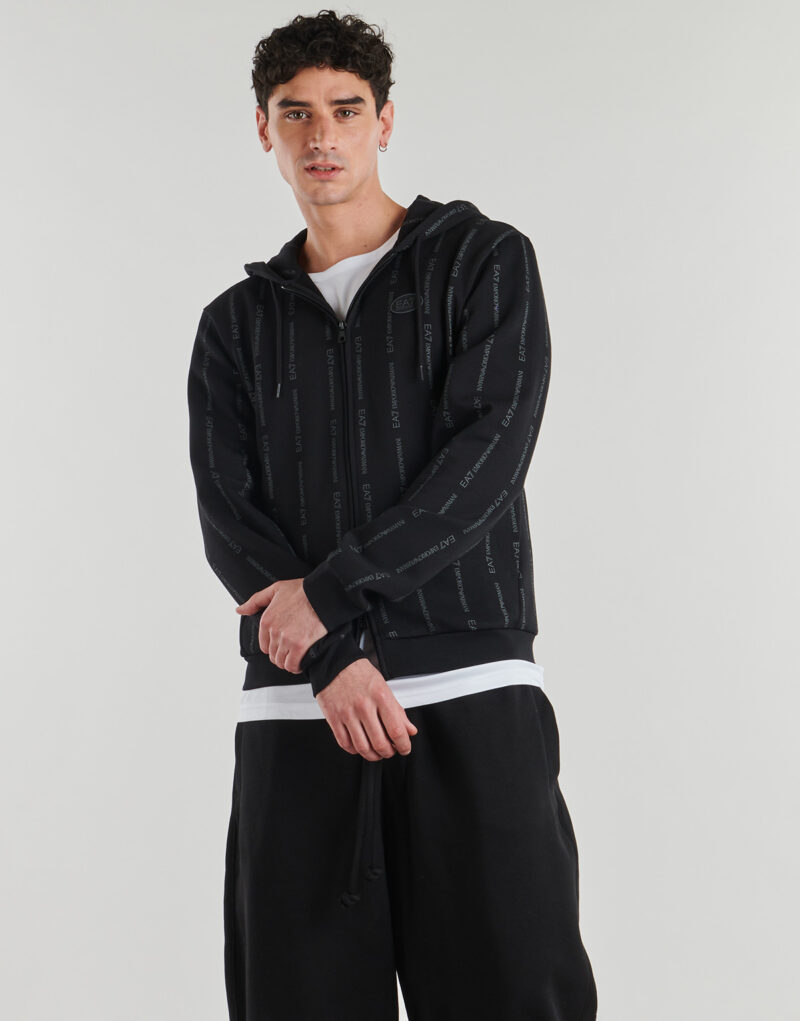 Emporio Armani EA7 TRAIN GRAPHIC SERIES M HOODIE FZ COPL MONOGRAM PRINTED Schwarz Kapuzenpullover Herren - 2