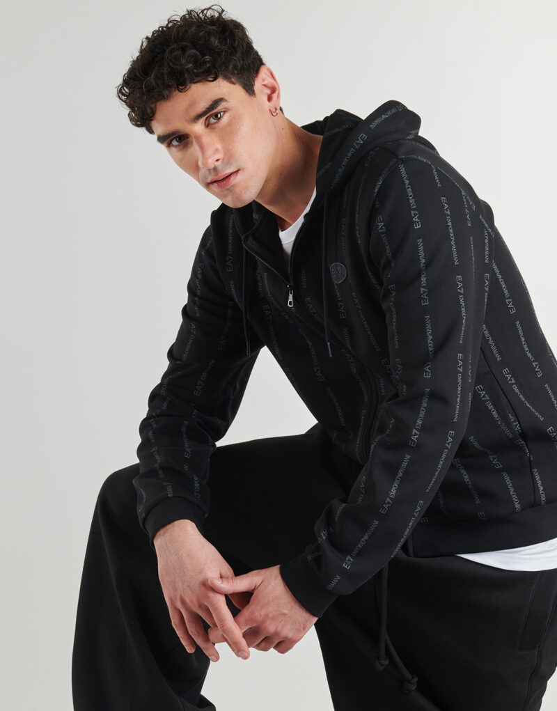 Emporio Armani EA7 TRAIN GRAPHIC SERIES M HOODIE FZ COPL MONOGRAM PRINTED Schwarz Kapuzenpullover Herren - 5