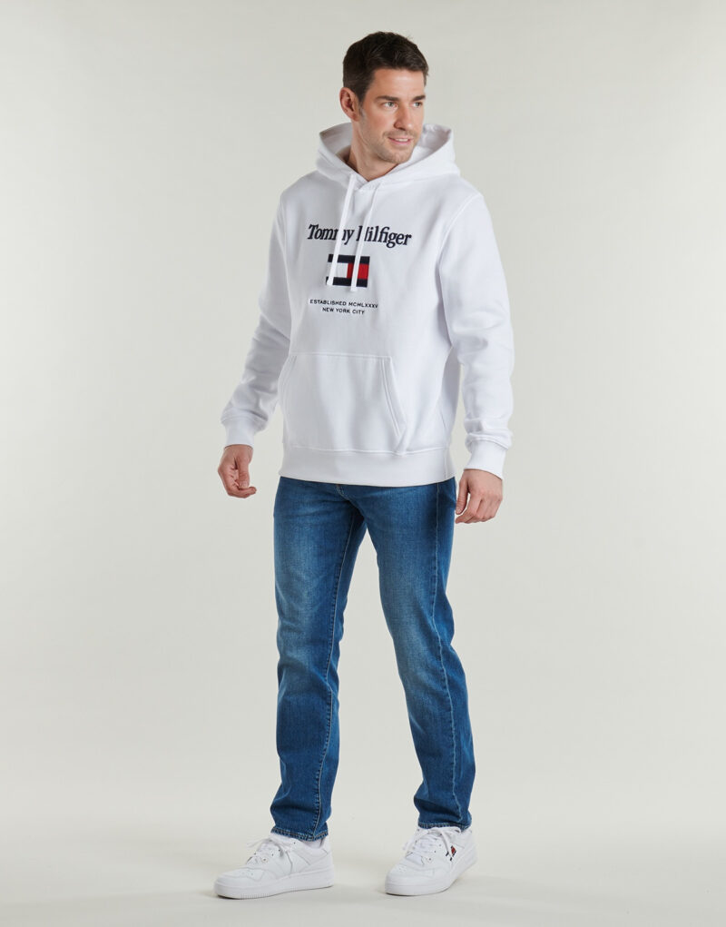 Tommy Hilfiger Kapuzenpullover TOMMY EMBRO FLAG HOODIE Weiß Kapuzenpullover Herren - 3