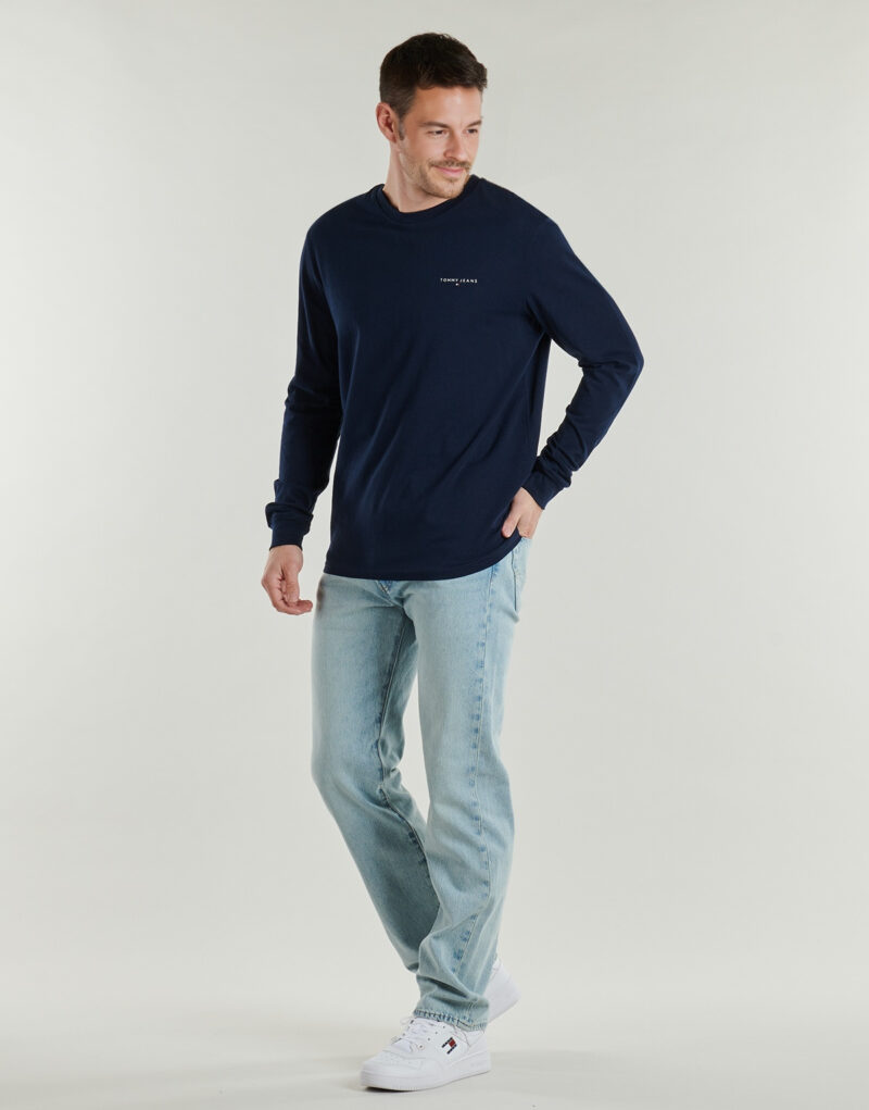 T-shirts &agrave; manches longues Tommy Jeans TJM SLIM CHEST LINEAR LS TEE EXT Marine T-shirts &agrave; manches longues pour hommes - 3