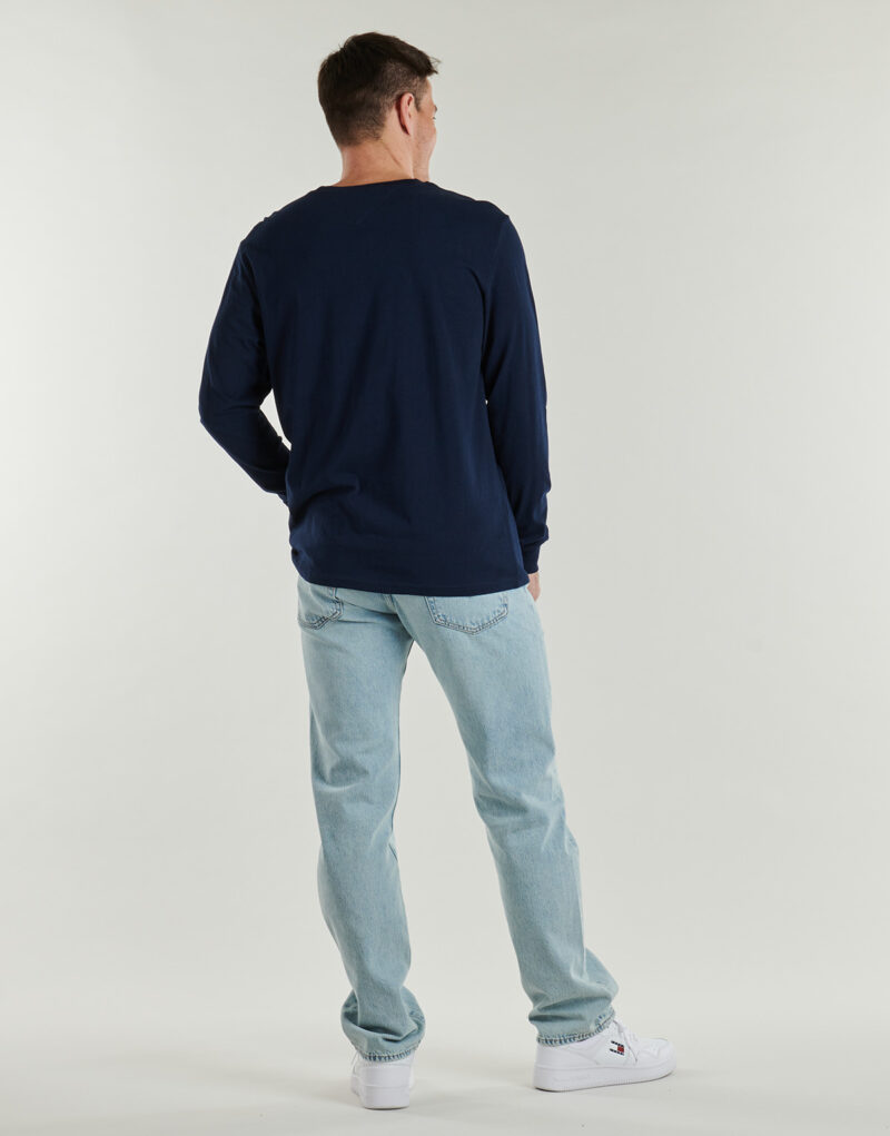 T-shirts &agrave; manches longues Tommy Jeans TJM SLIM CHEST LINEAR LS TEE EXT Marine T-shirts &agrave; manches longues pour hommes - 4