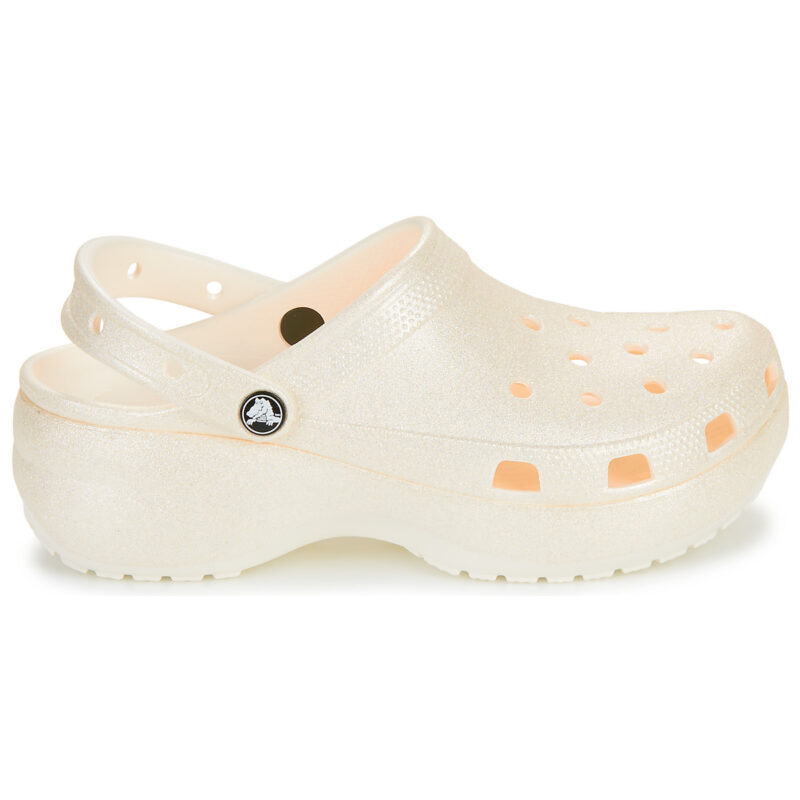 Zuecos Crocs Classic Platform Glitter para mujer, color blanco - 2