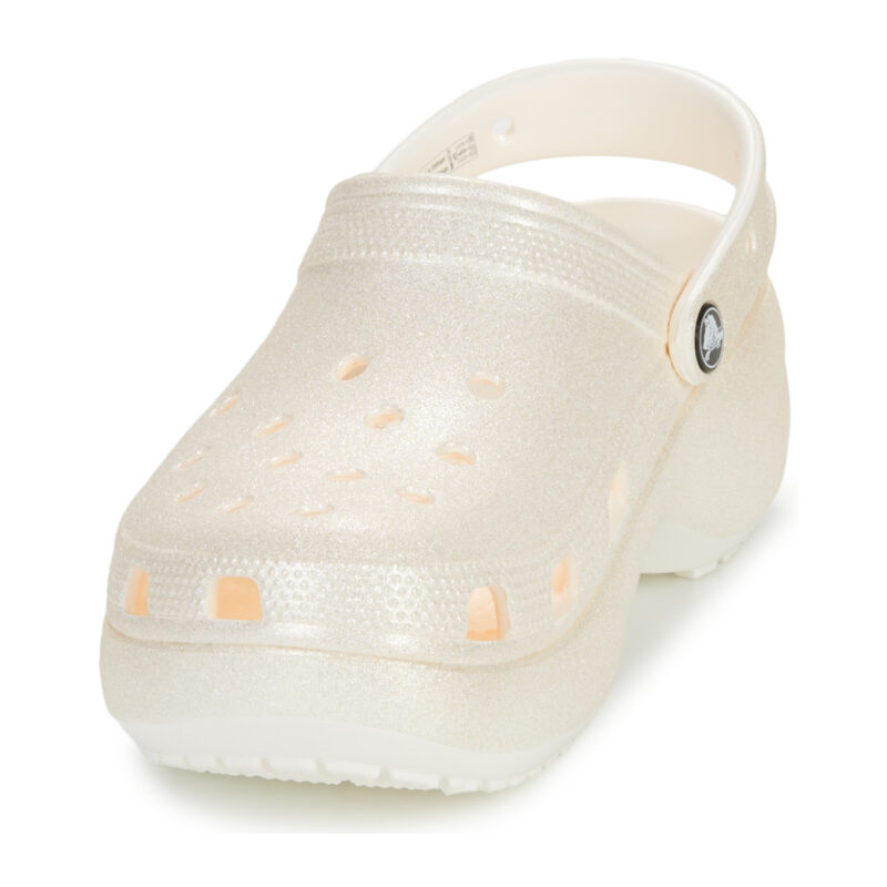 Zuecos Crocs Classic Platform Glitter para mujer, color blanco - 3